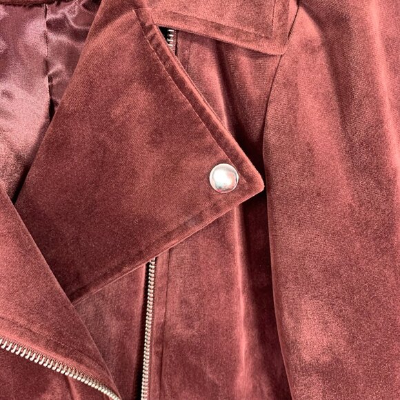 faux suede biker jacket cropped  burgundy brown Vero Moda sz medium - Picture 9 of 16